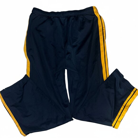 Vintage 1990s/Y2K Nike Men’s Blue and Yellow Track Pants with Ankle Zip - Picture 5 of 6